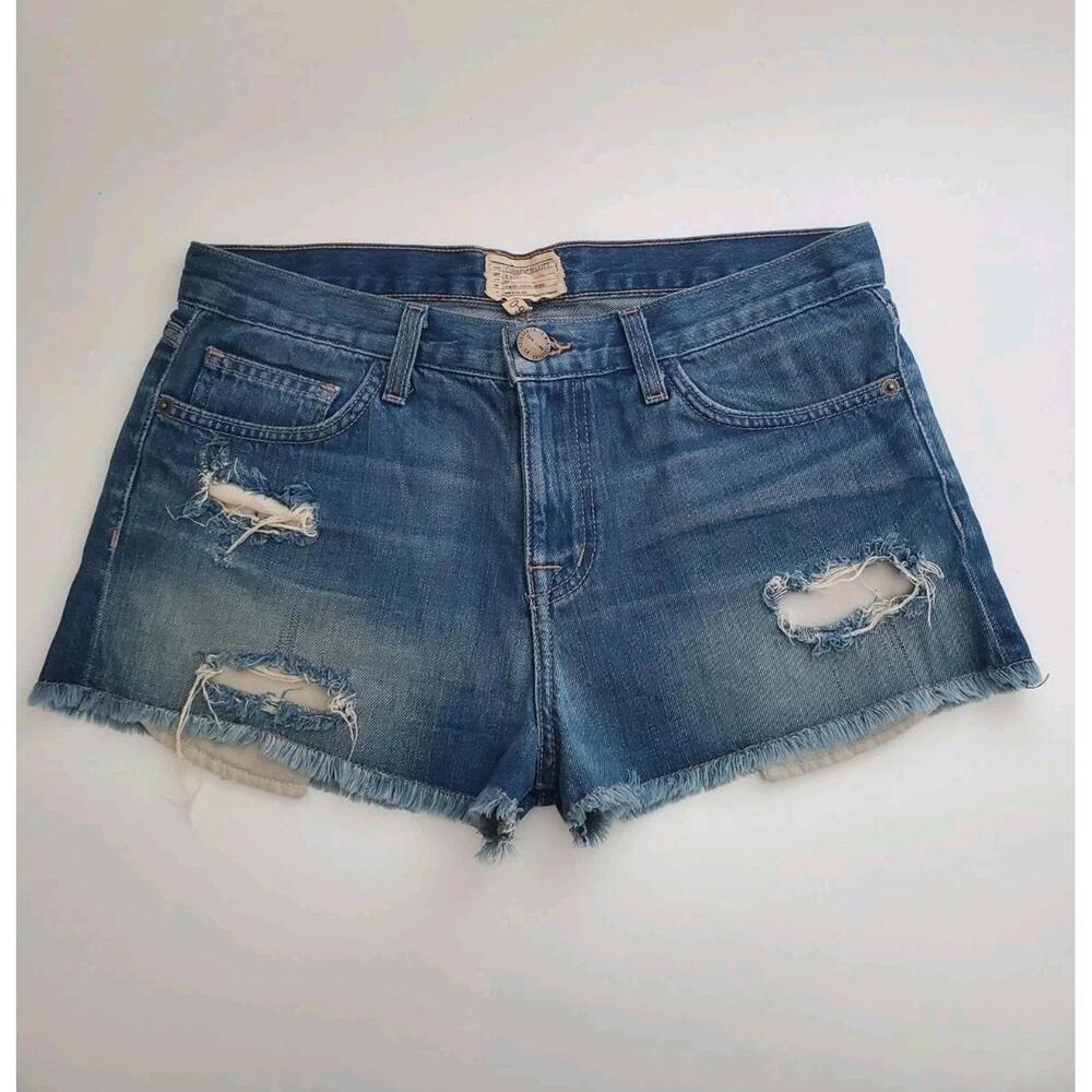 CURRENT ELLIOT The Boyfriend Shorts Size 26 Blue Distressed Festival Beach Vaca